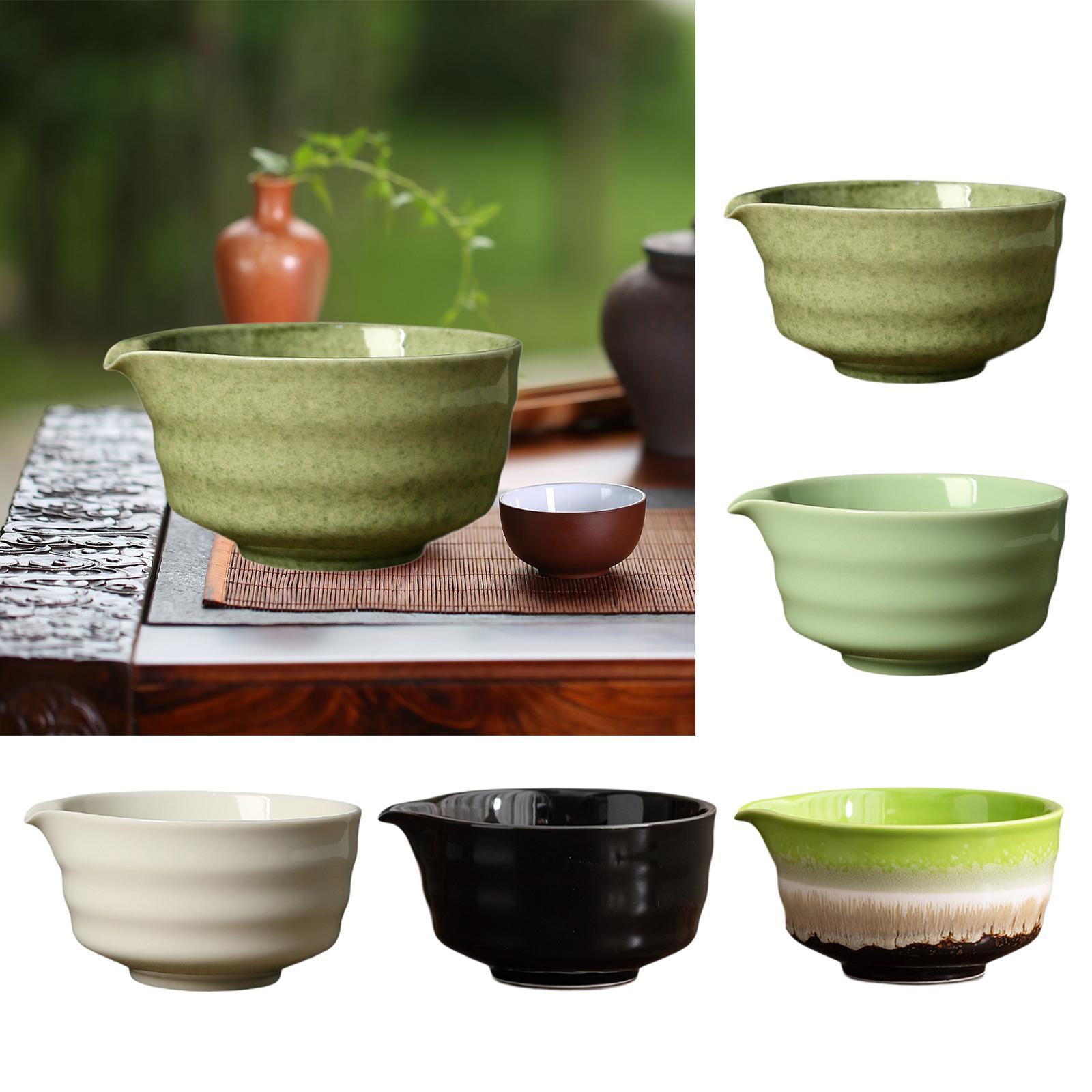 Handmade Ceramic Mug - セラミック抹茶ボウル 注ぎ口付き 日本茶カップ 友人 家族 初心者向け