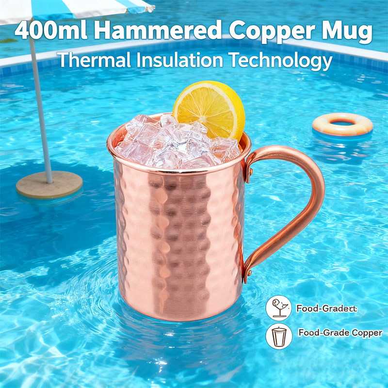 Copper Cocktail Mug - 新品100%銅製カップ 純銅製 モスクワミュール用ピュアカッパーマグカップ型 400ml カクテルカップ ビール