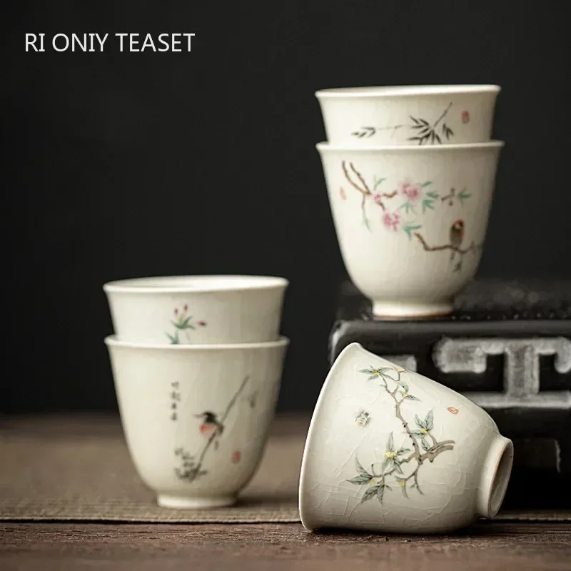 Handmade Ceramic Mug - レトロアイスクラックセラミックティーカップ瞑想カップ手作りブティックティーボウル中国磁器ティーセットアクセサリーマスターティーカップ