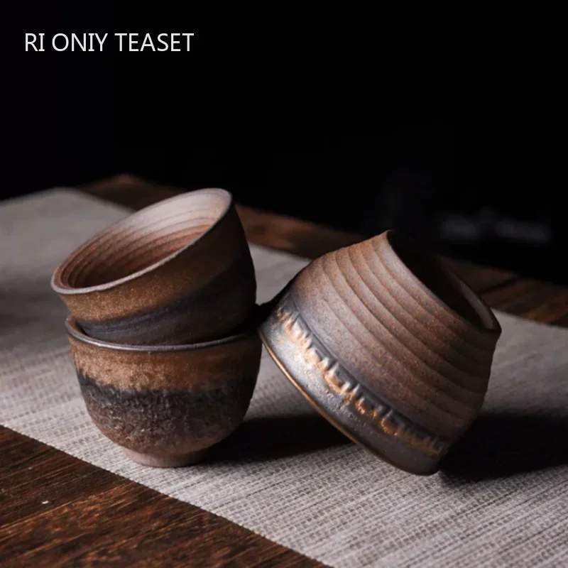 Handmade Ceramic Mug - 1 Pc 中国ヴィンテージセラミックティーカップ手作りラフ陶器ティーボウル家庭用茶器マスターティーカップ旅行個人カップ