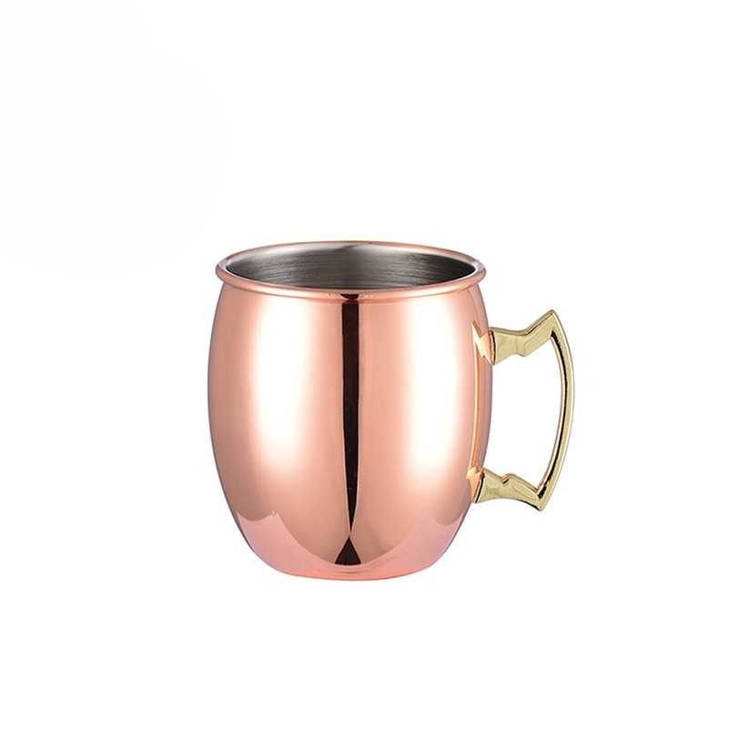 Copper Cocktail Mug - ハンマー加工を施した銅メッキのモスクワミュールマグ。ステンレス製のカクテル用金属カップ。バーで使用する水や飲み物を入れる容器。