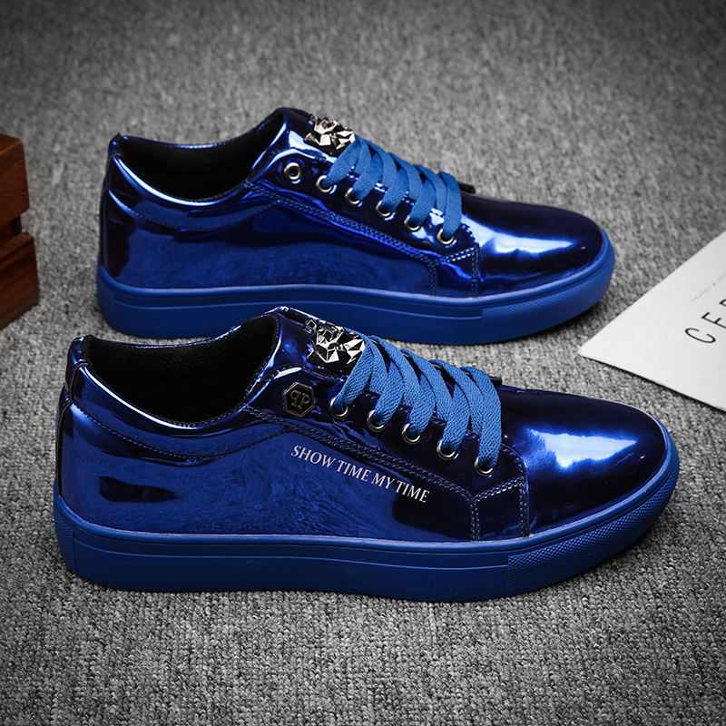 高級メンズカジュアルスニーカー、ブルーの光沢のあるファッショ - Luxury Men Lifestyle のレビューと価格