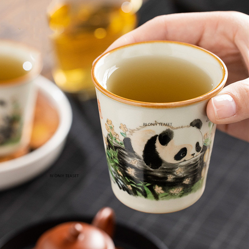 1個 中国伝統汝窯陶器茶碗 手作り 可愛いパンダ茶碗 家庭用 - Handmade Ceramic Mug のレビューと価格
