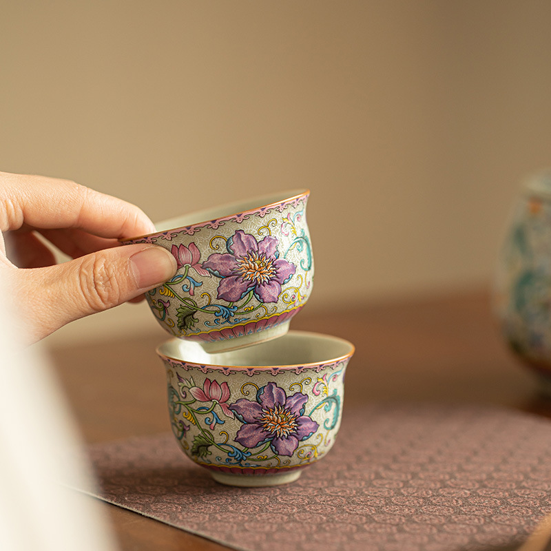 70ml中国製エナメル彩宮廷風セラミック茶碗手作り茶器家庭用 - Handmade Ceramic Mug のレビューと価格