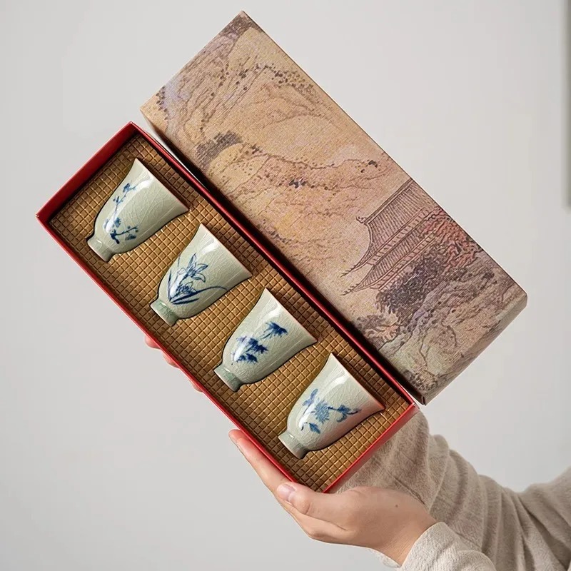 中国独特の四貴草陶器茶杯（カンフーティー用） - プレミアム - Handmade Ceramic Mug のレビューと価格