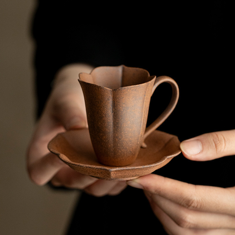 粗陶器古土粘土茶碗中国風家庭用レトロハンドル付きマスターカッ - Handmade Ceramic Mug のレビューと価格