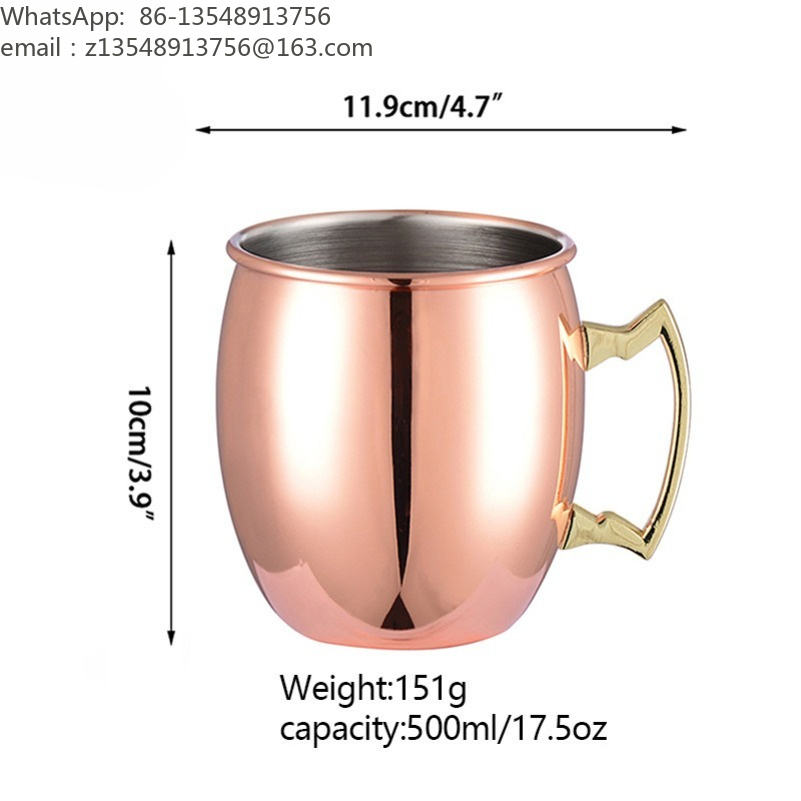 ハンマー加工を施した銅メッキのモスクワミュールマグ。ステンレ - Copper Cocktail Mug のレビューと価格